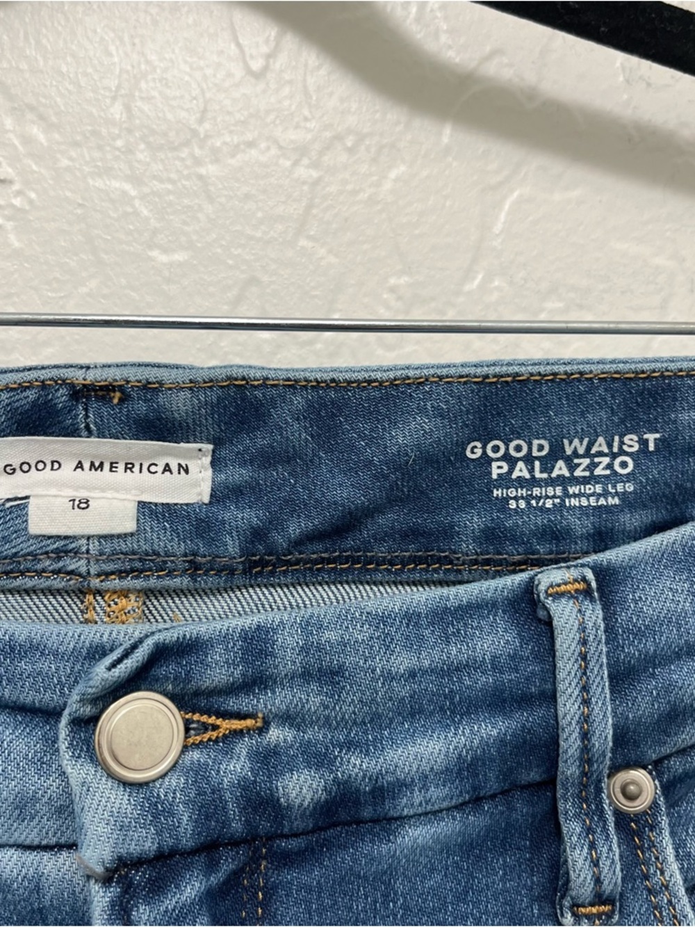 Good American Good Waist Palazzo Jeans Sz 18 Plus Size High-Rise Wide Leg - Picture 3 of 5
